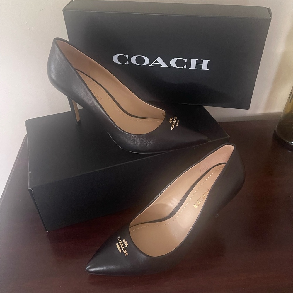 Coach Black Leather Heels